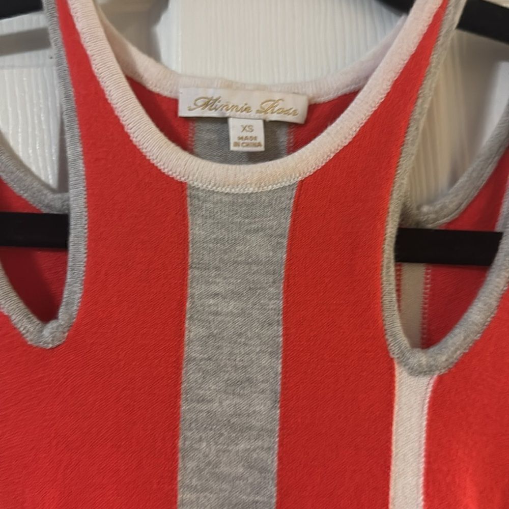 Minnie Rose Red, Gray & White Striped Knit Top - Size XS - Like New - Picture 5 of 5